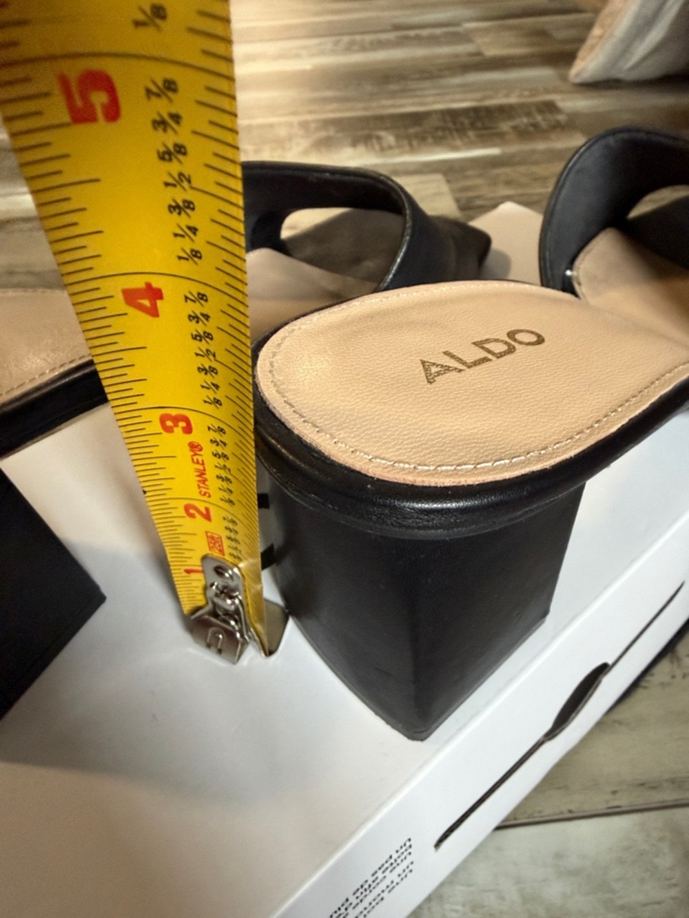 Aldo Black Square-Toe Leather Slide Mules - Picture 8 of 8